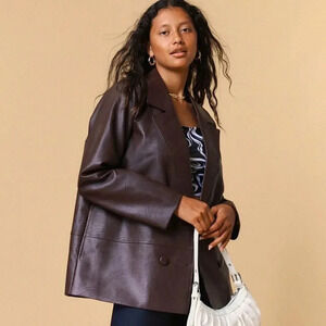 Cotton On Vegan Leather Longline Blazer, 16/18 | 20/22, Brand New with tags🤎